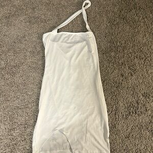 Small Slit White Front Crossing Dress